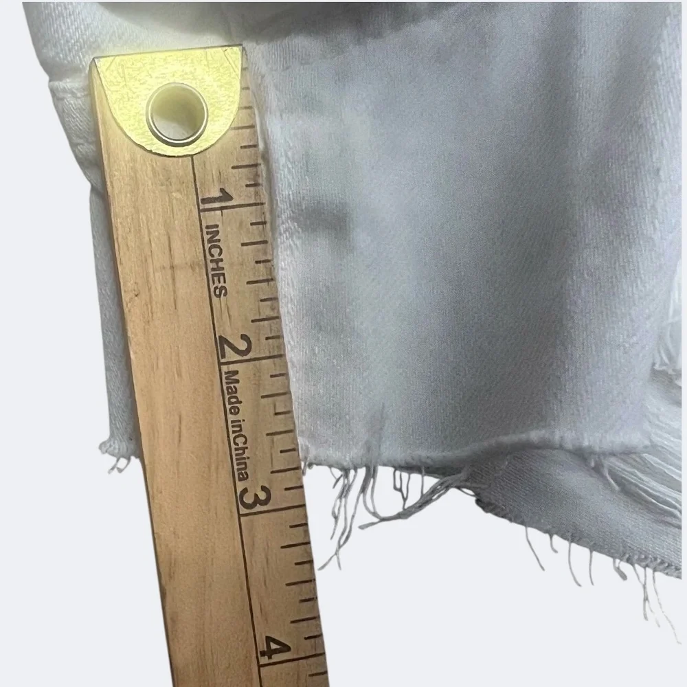 Pistola Shorts Womens‎ 28 White Distressed Denim High Rise Raw Hem USA Cotton